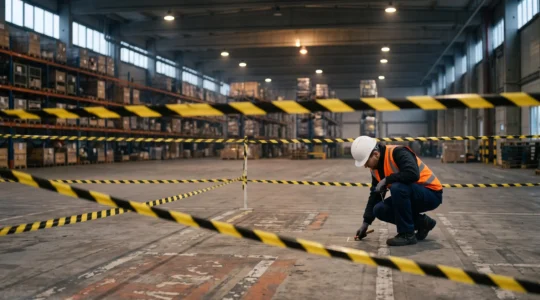 Scène industrielle symbolisant la répétition des accidents du travail faute d'analyse approfondie des causes