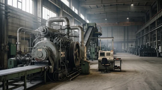 Ligne de production industrielle à l'arrêt, symbolisant le coût caché d'une panne d'équipement critique